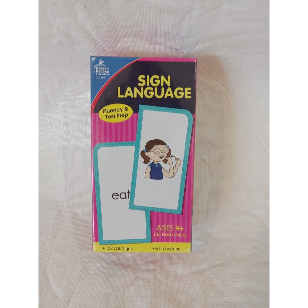 Carson Dellosa Education Sign Language Flash Cards Ages 4 Plus 105 Cards CD3927